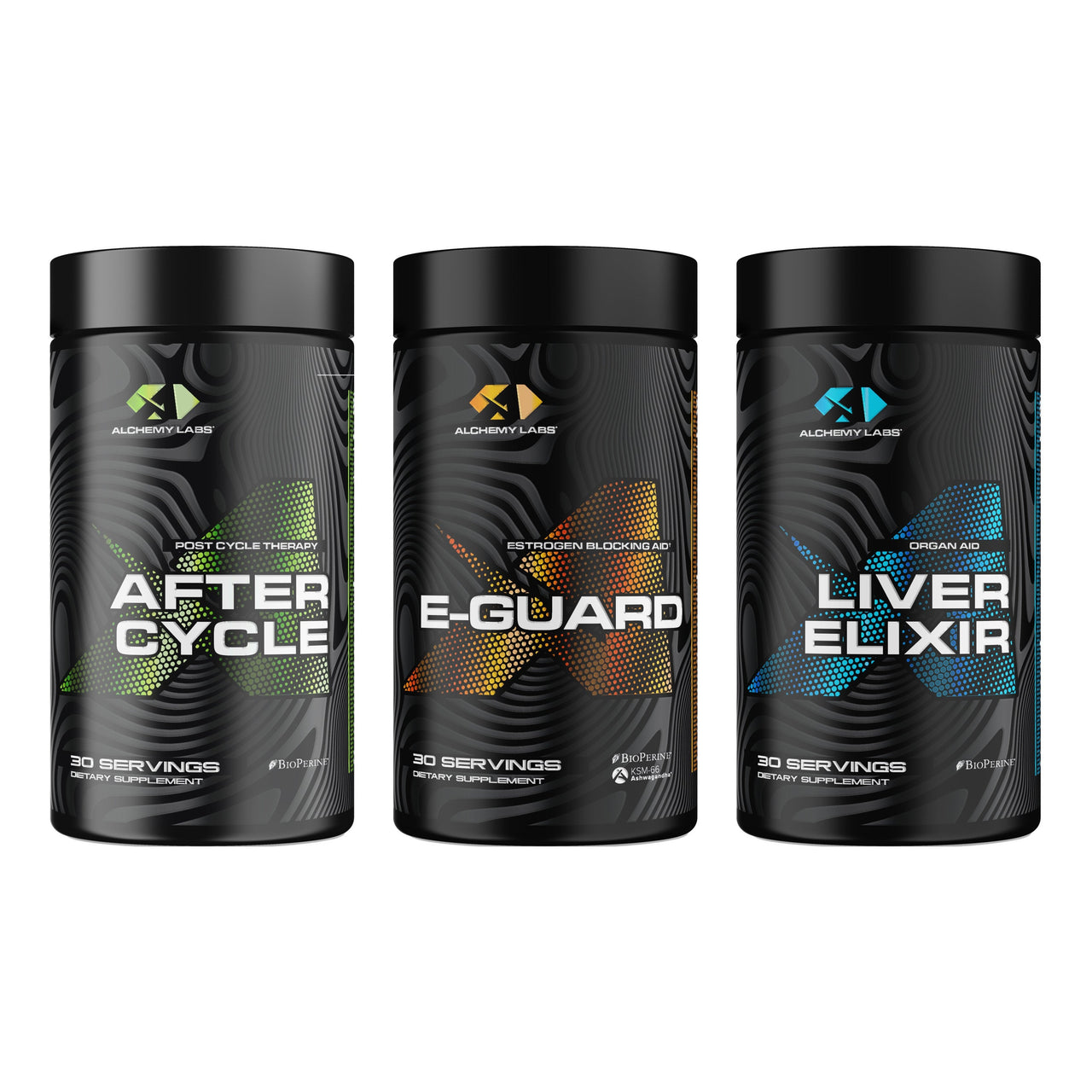 Alchemy Labs Support Trio bundle: After Cycle, E-Guard and Liver Elixir