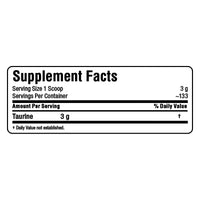 ALLMAX Taurine Supplement Facts