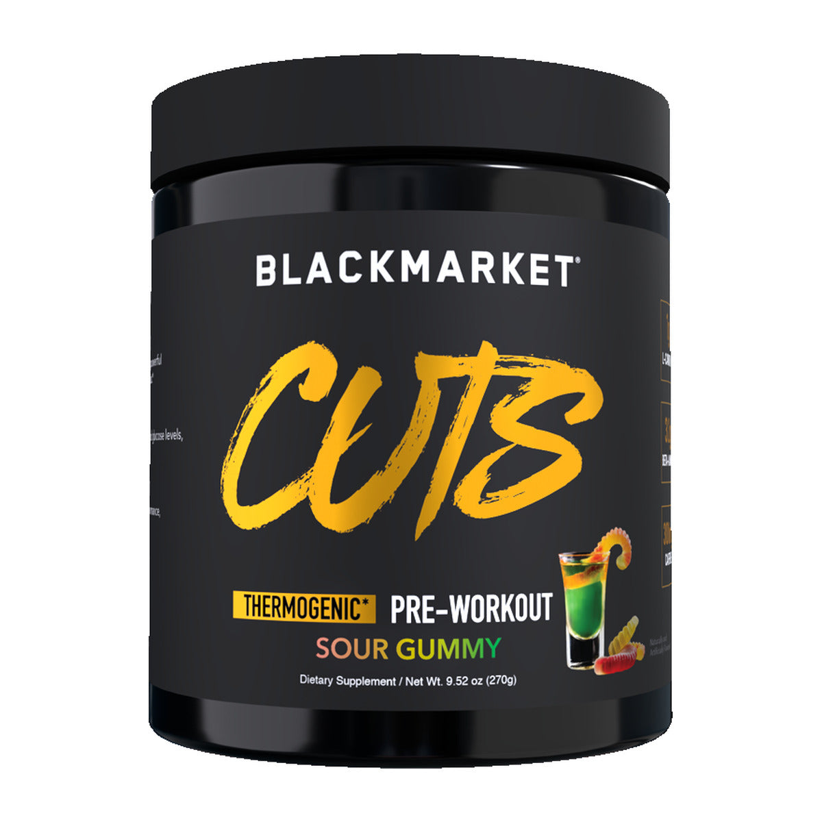 BlackMarket Labs CUTS Thermogenic Pre-Workout - Sour Gummy