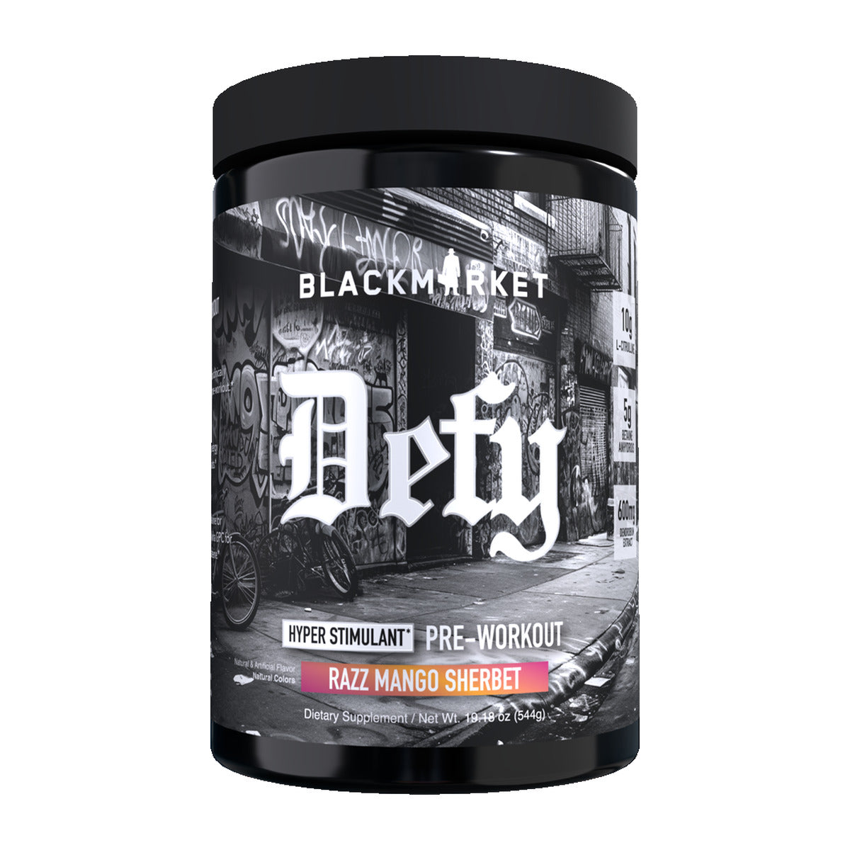 BlackMarket Labs DEFY Hyper-Stimulant Pre-Workout - Razz Mango Sherbet
