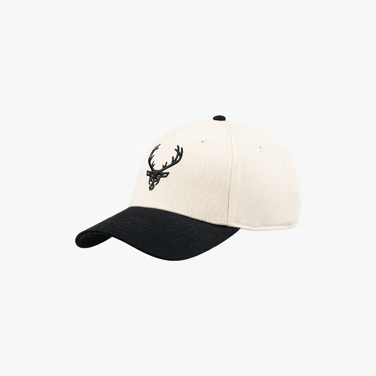 Bucked Up cream baseball hat with black buck logo