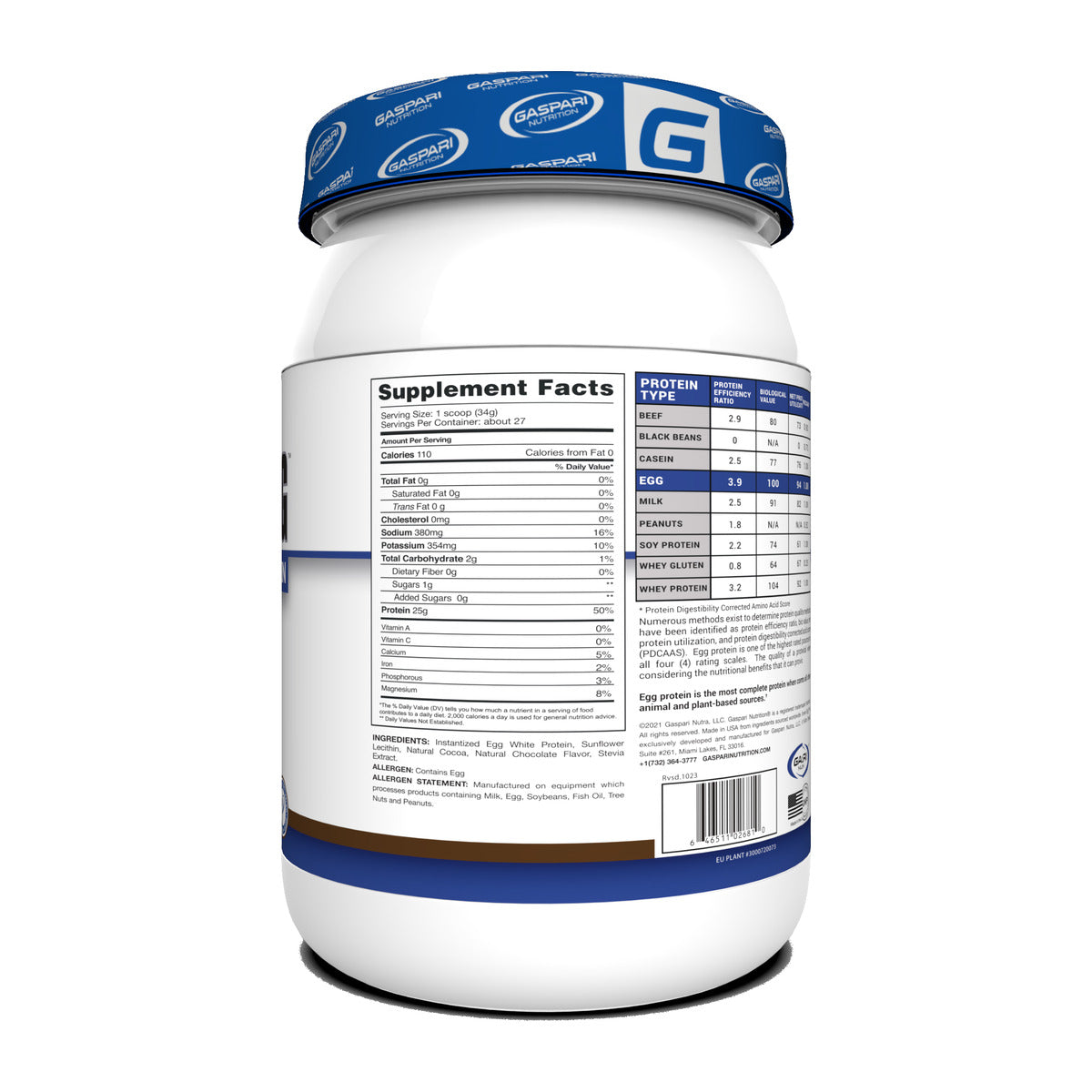 Gaspari Proven Egg 100% Egg White Protein - Chocolate label