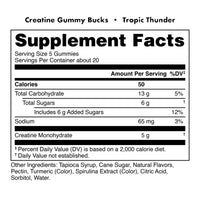 Bucked Up Creatine Gummy Bucks Pouch Supplement Facts - Tropic Thunder