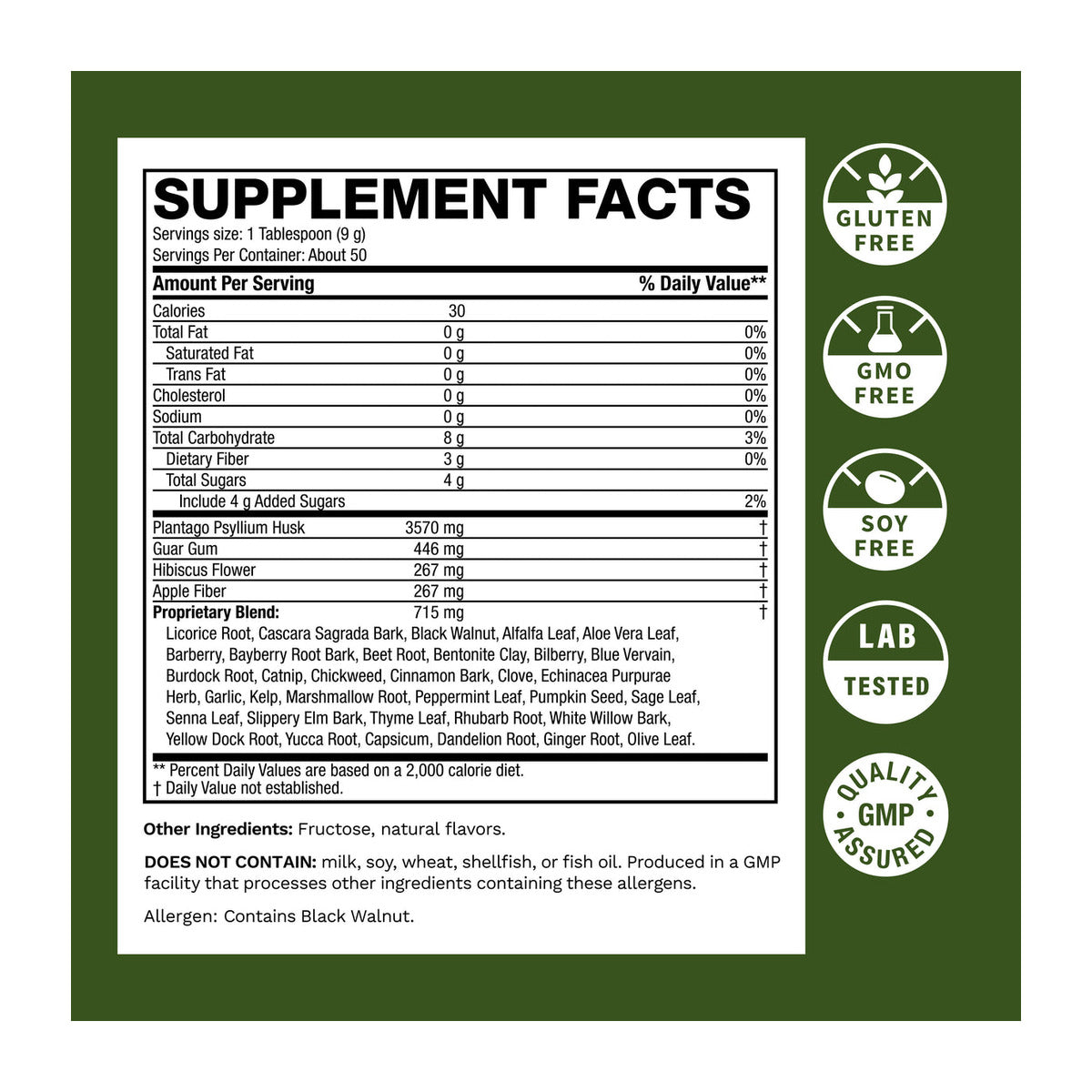 Life's Fortune Renew & Restore Herbal Fiber Cleanse - Supplement Facts
