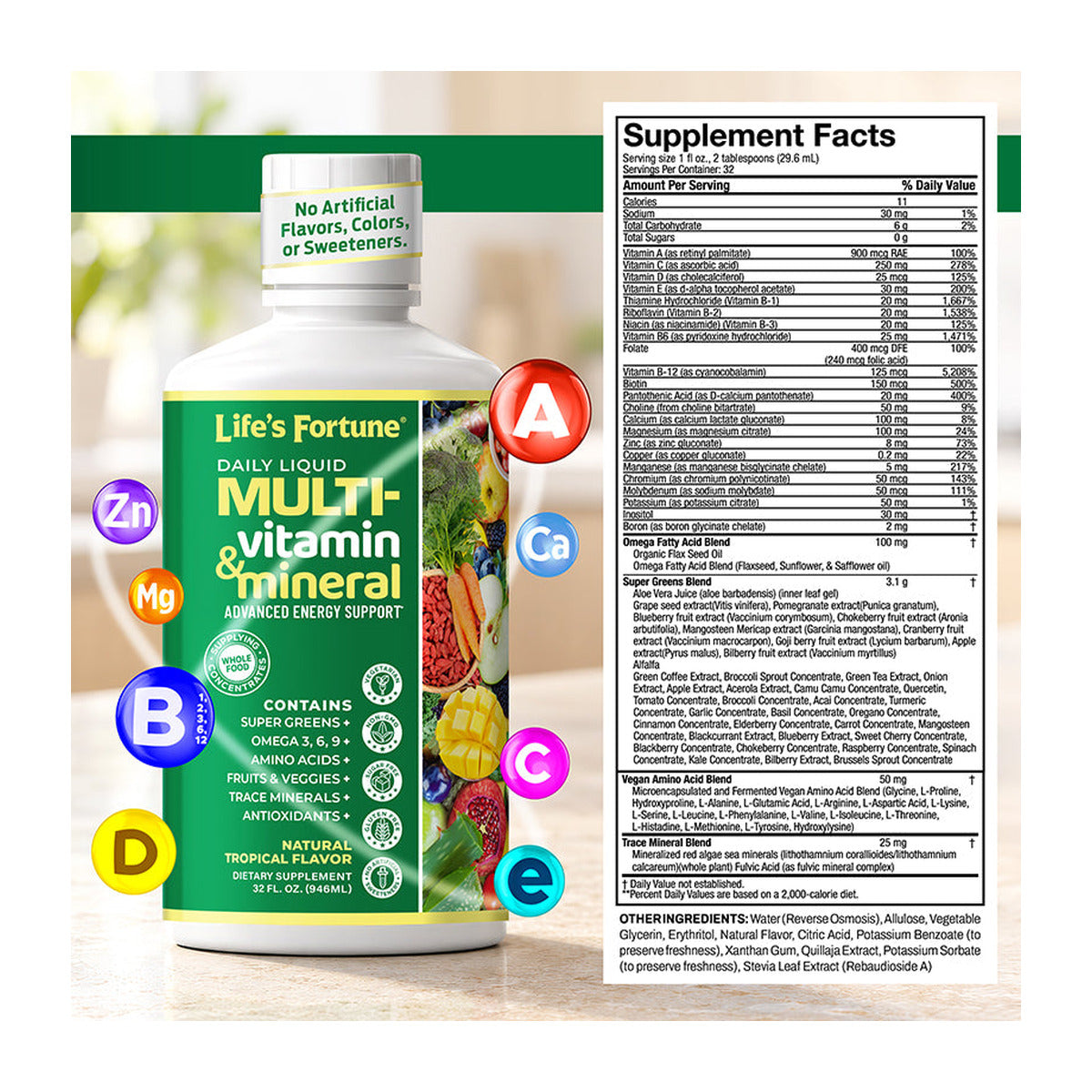 Life's Fortune Multi-Vitamin and Mineral Liquid - Supplement Facts