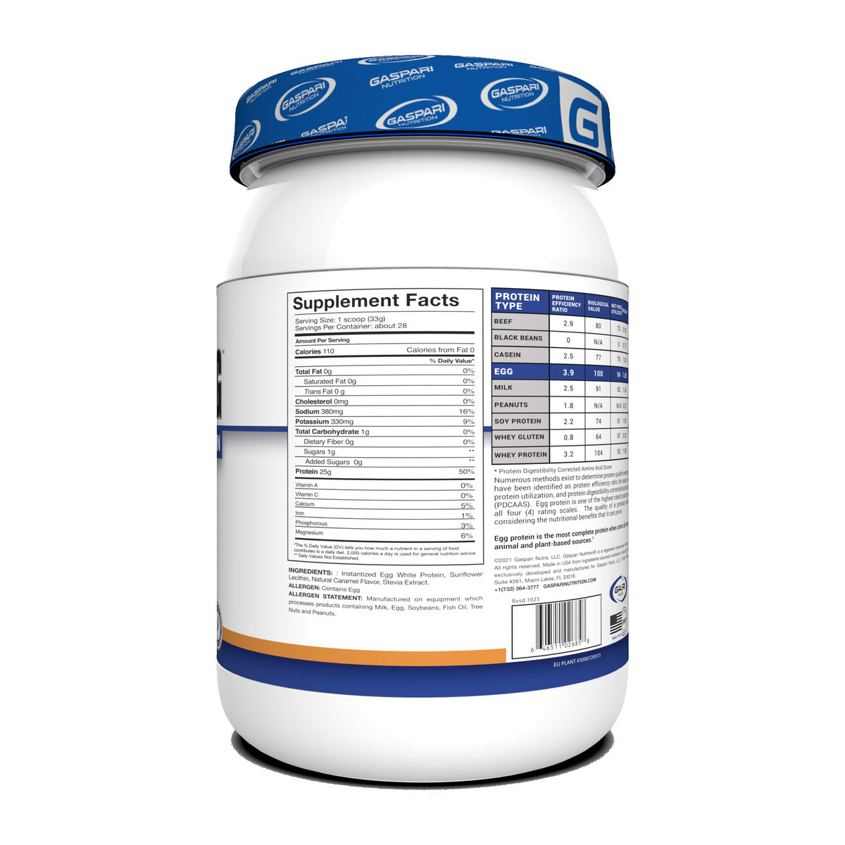 Gaspari Proven Egg 100% Egg White Protein - Salted Caramel label
