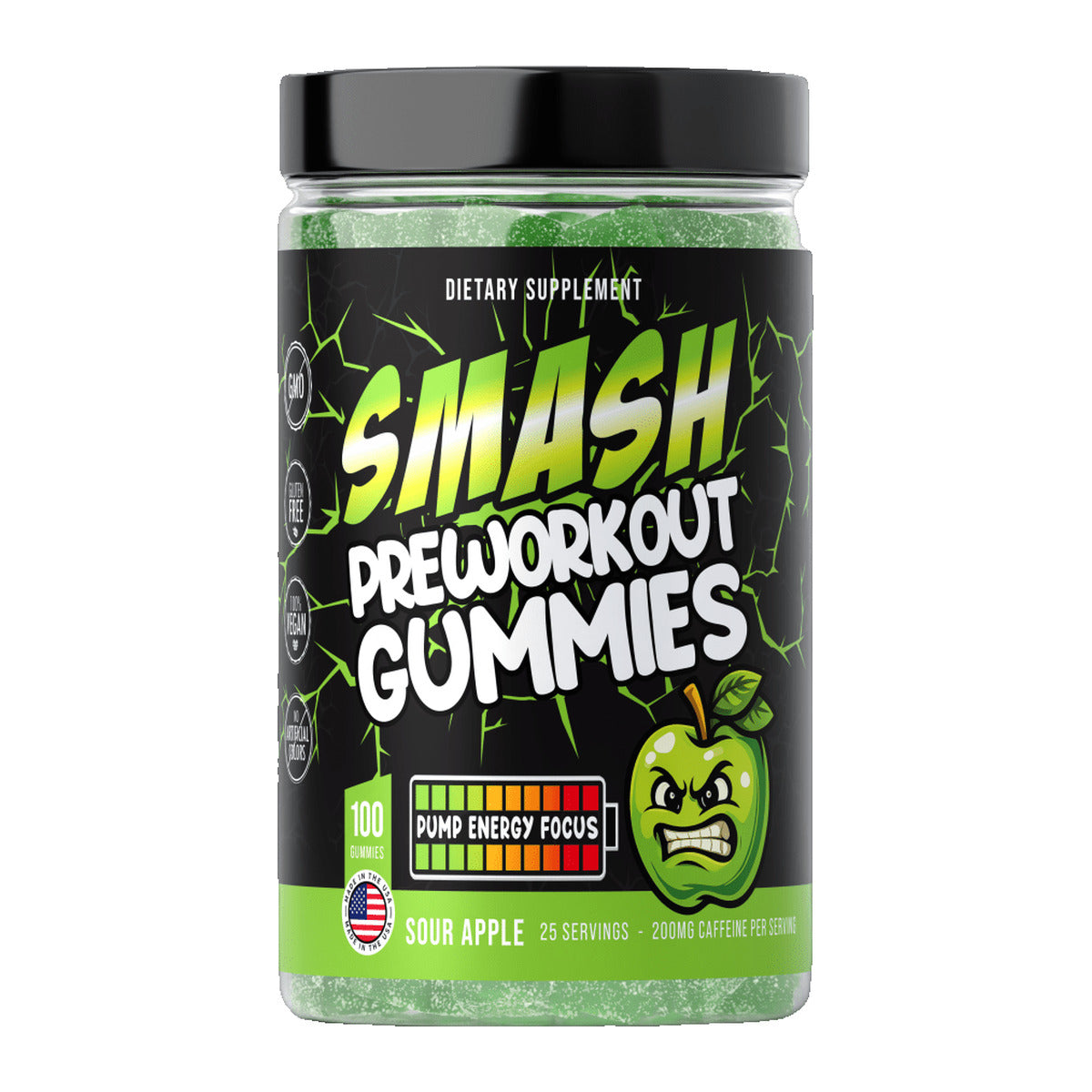 Smash Pre-Workout Gummies Sour Apple