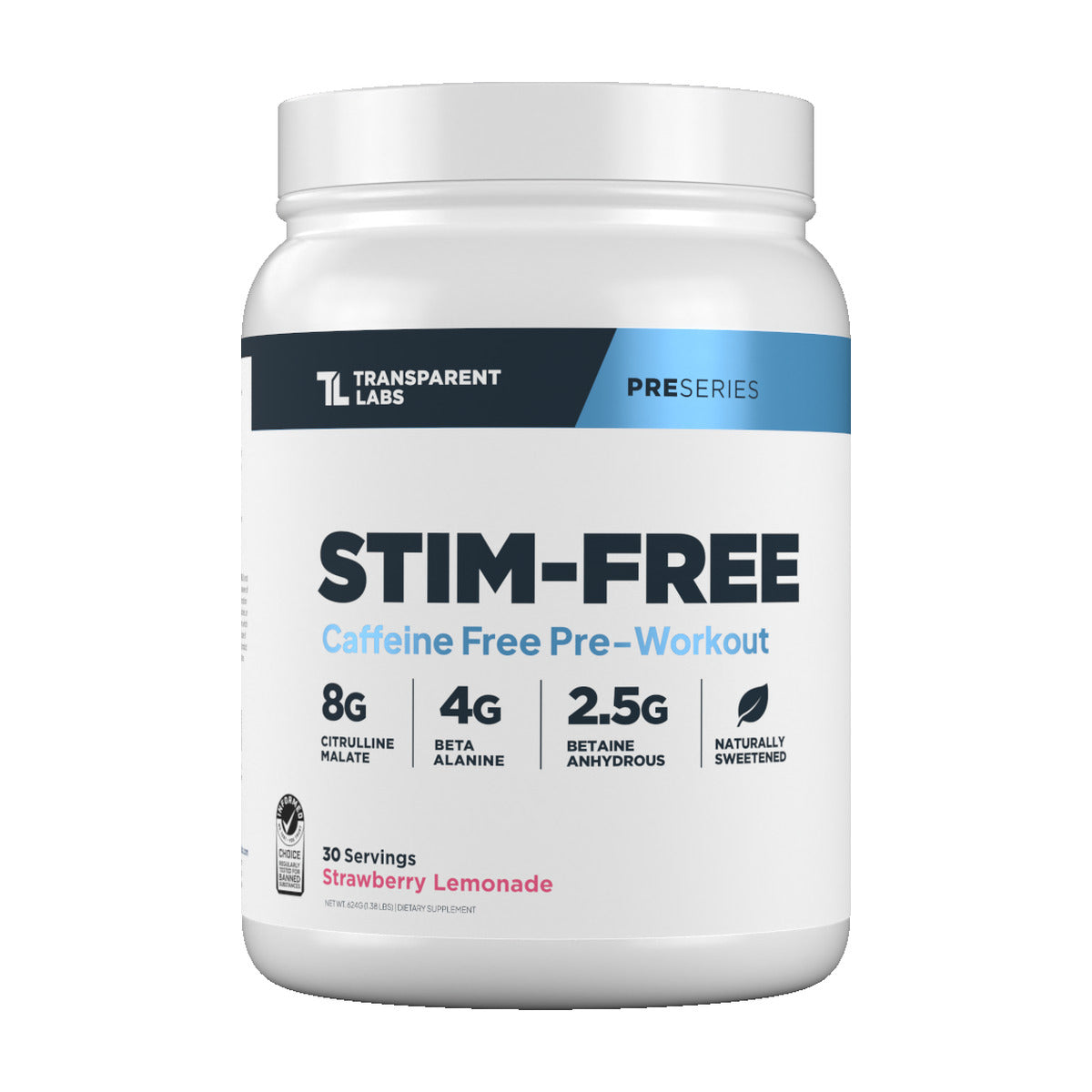 Transparent Labs Stim-Free Pre-Workout - Strawberry Lemonade