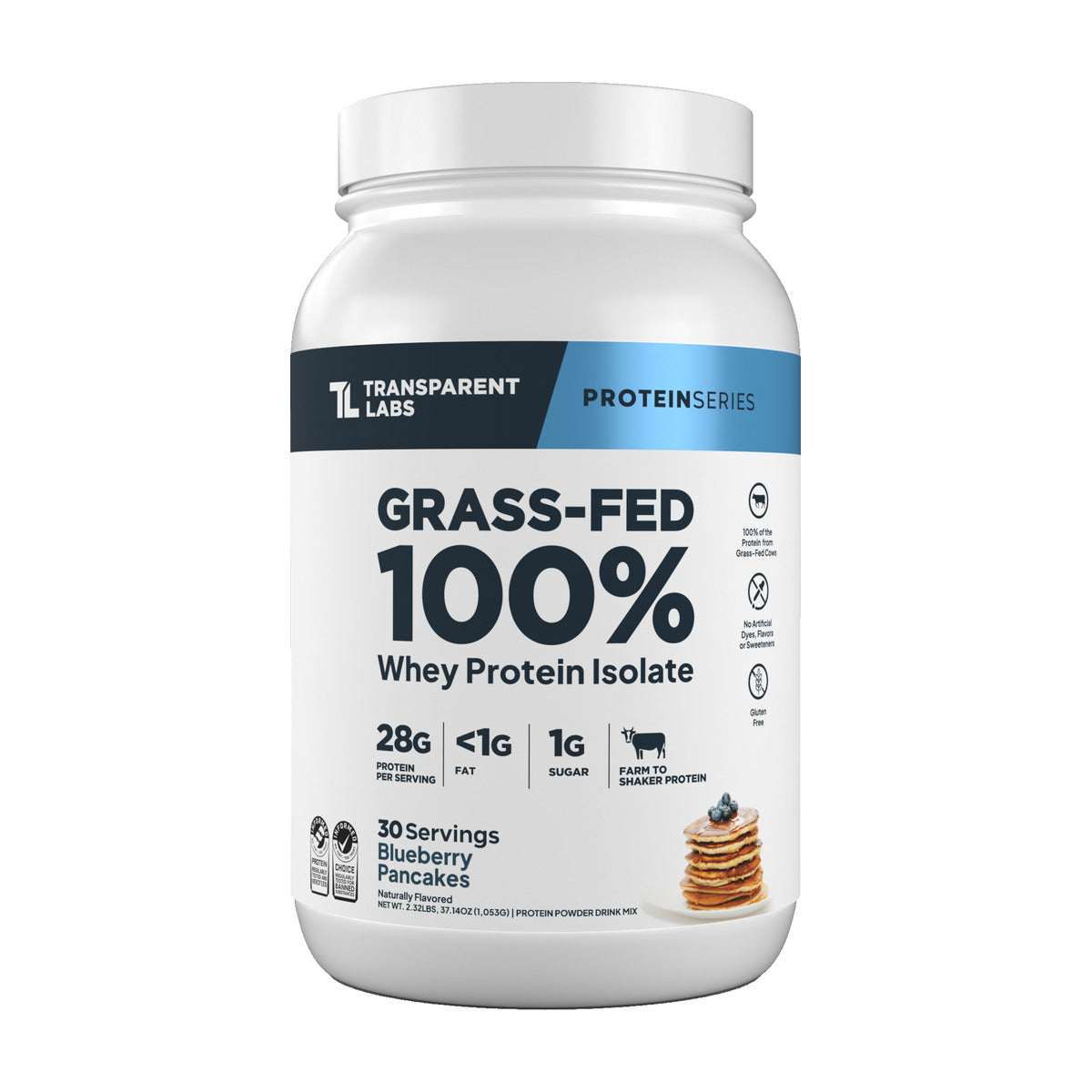 Transparent Labs Grass-Fed Whey Protein Isolate - Blueberry Pancakes