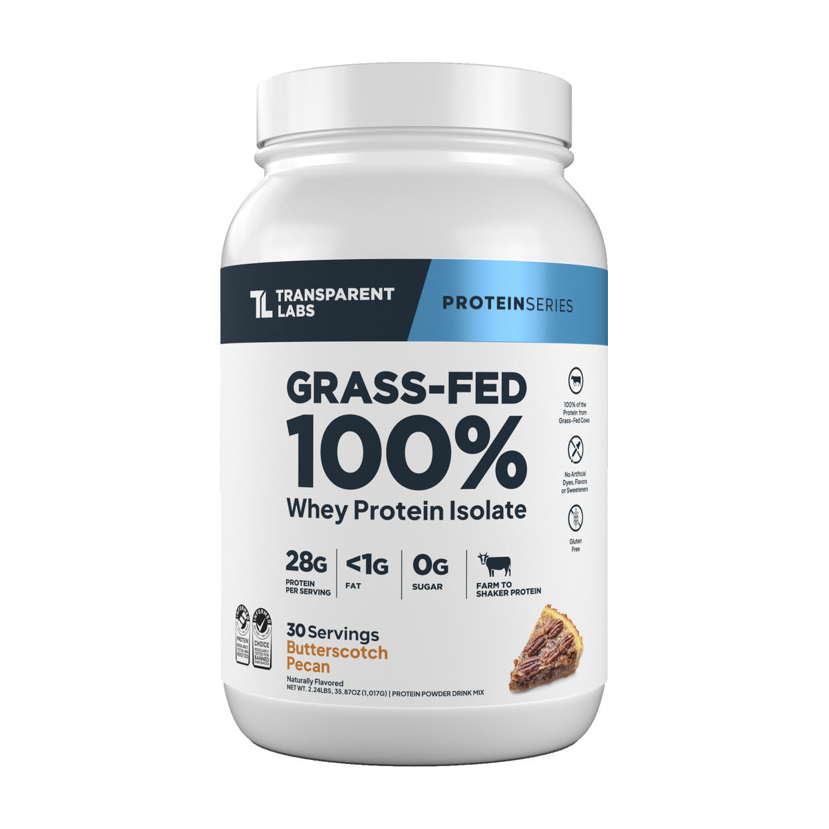 Transparent Labs Grass-Fed Whey Protein Isolate - Butterscotch Pecan