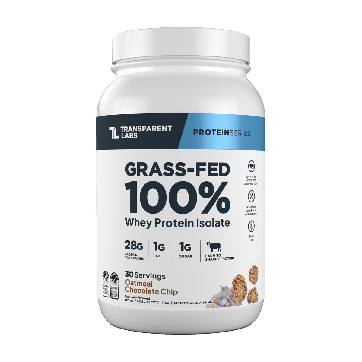 Transparent Labs Grass-Fed Whey Protein Isolate - Oatmeal Chocolate Chip Cookie