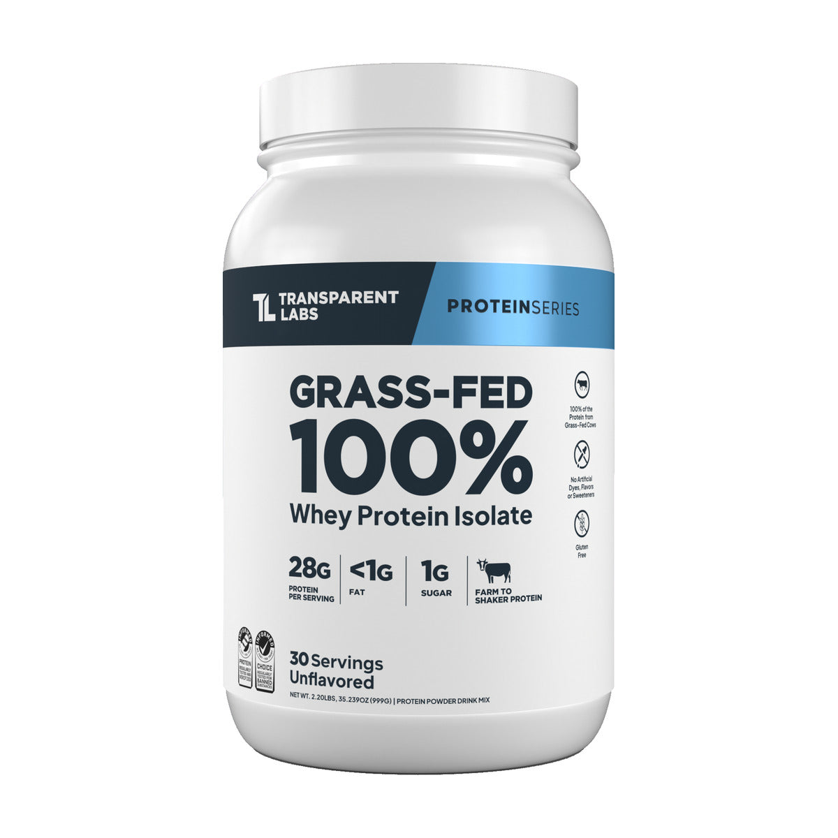 Transparent Labs Grass-Fed Whey Protein Isolate - Unflavored