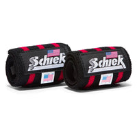 Schiek Black Line Wrist Wraps - Black with 3 red lines / 12 In